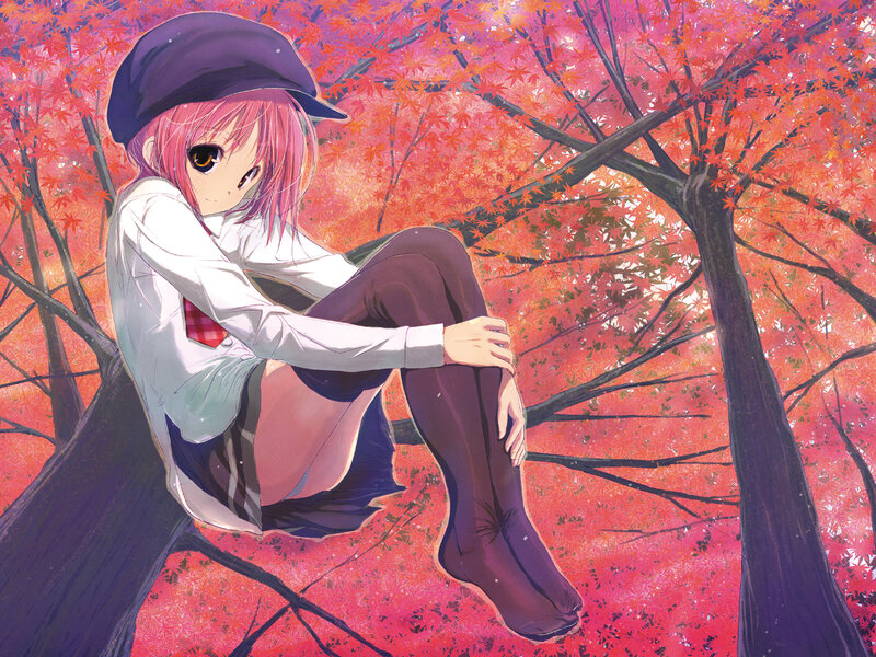 Anime girl in autumn