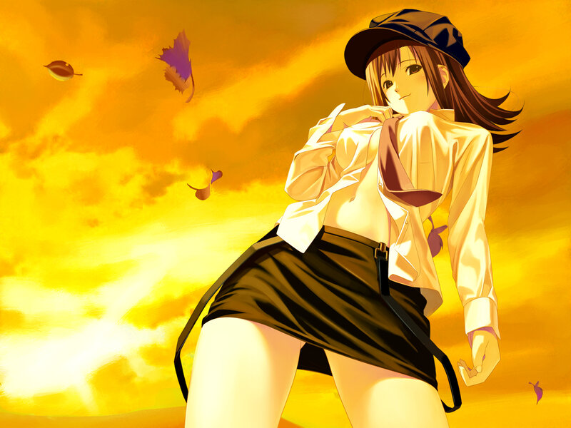 anime girl in autumn