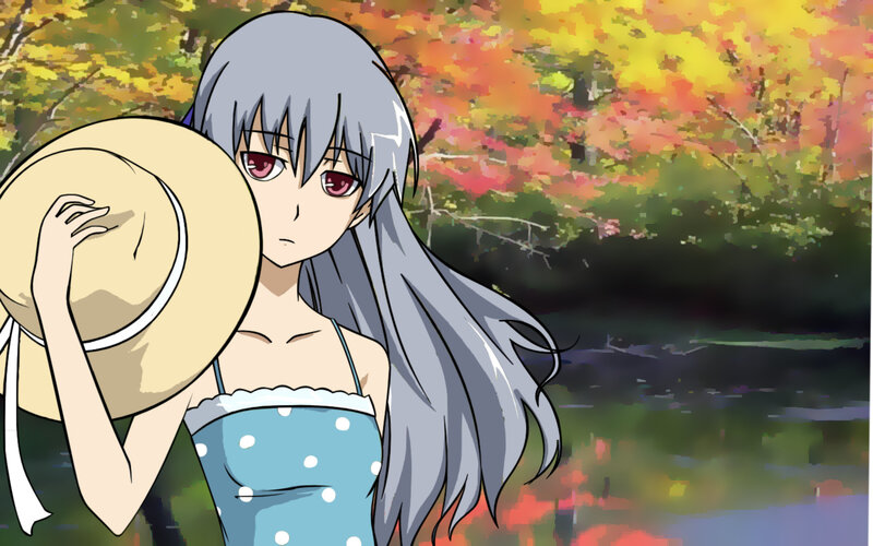 anime girl in autumn