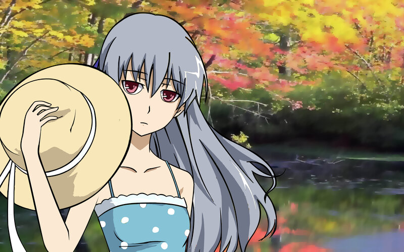 anime girl in autumn