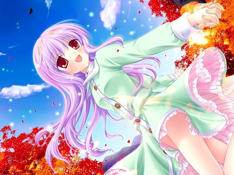 anime girl in autumn