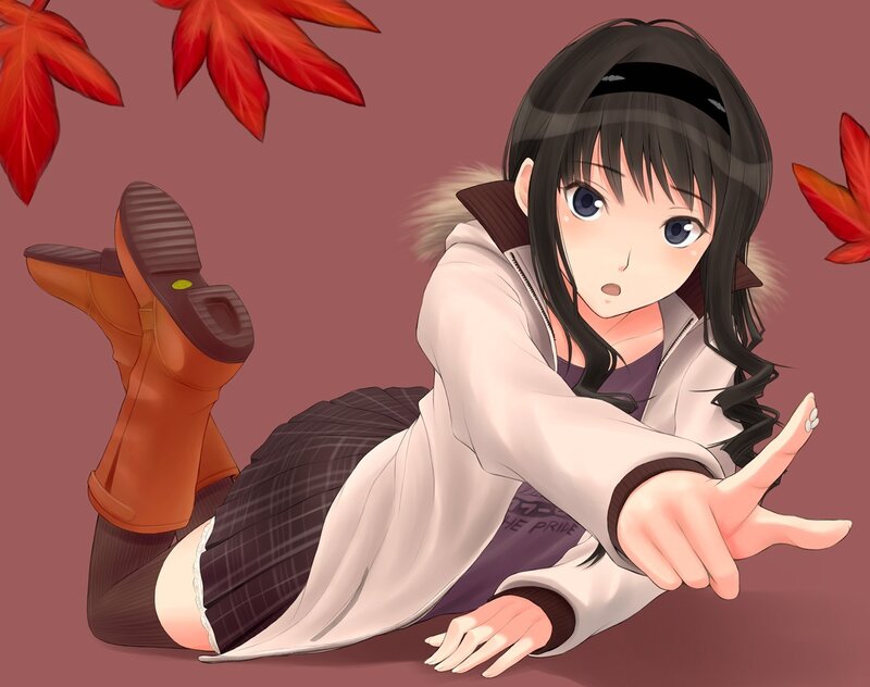 anime girl in autumn
