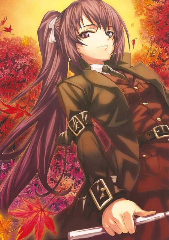 anime girl in autumn