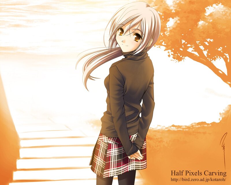 Anime girl in autumn