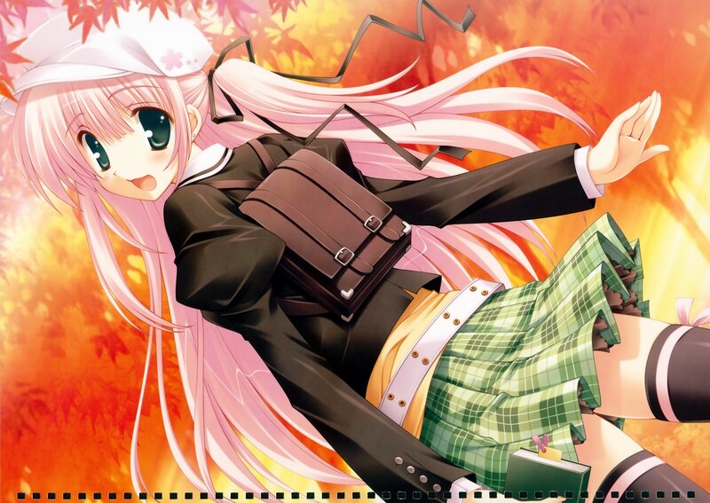 Anime girl in autumn