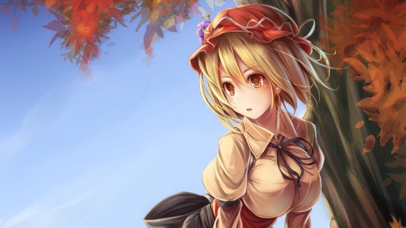 anime girl in autumn