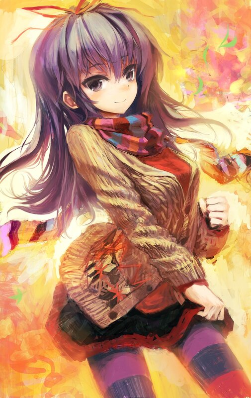 anime girl in autumn