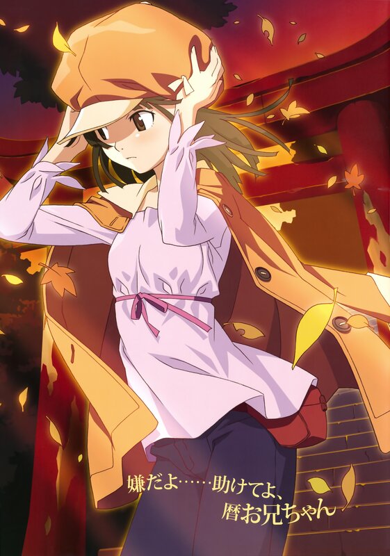 anime girl in autumn