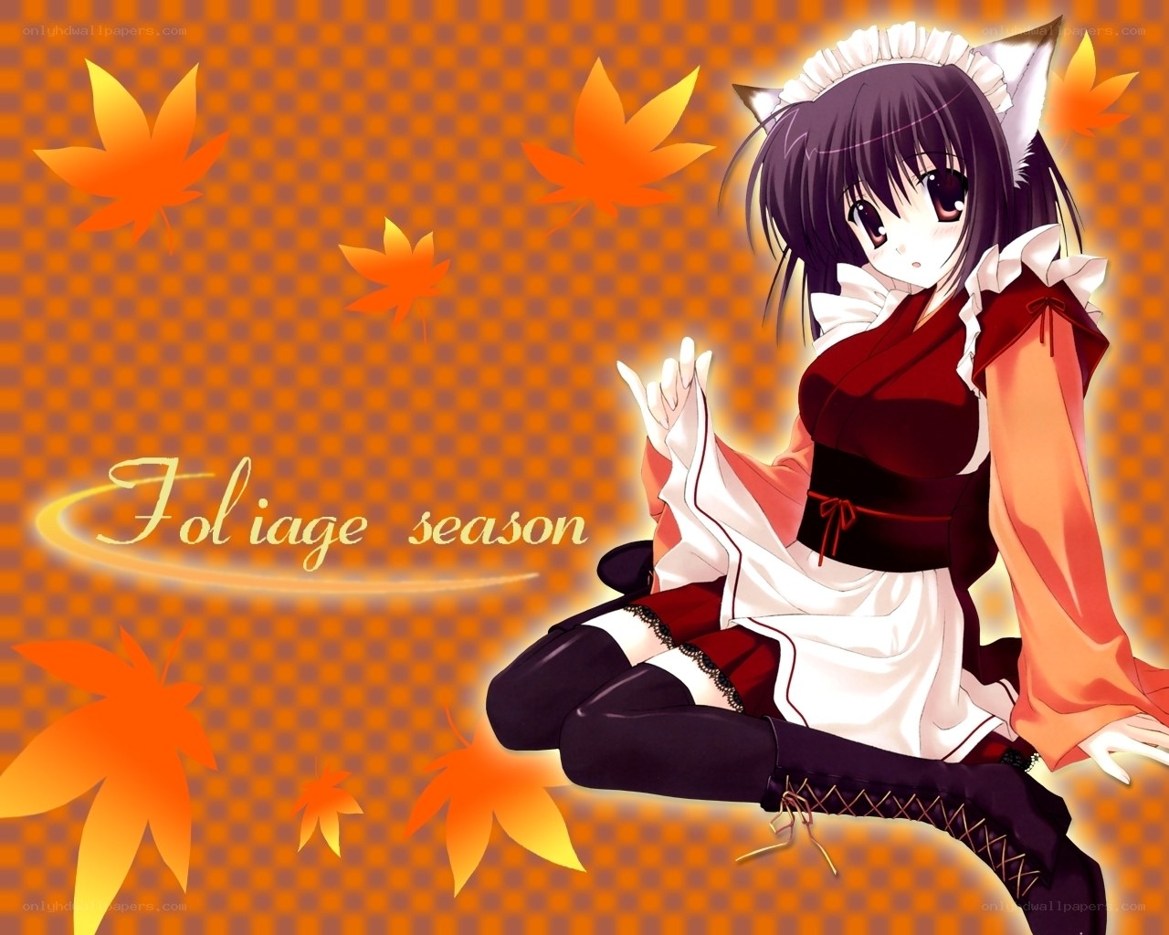 anime girl in autumn