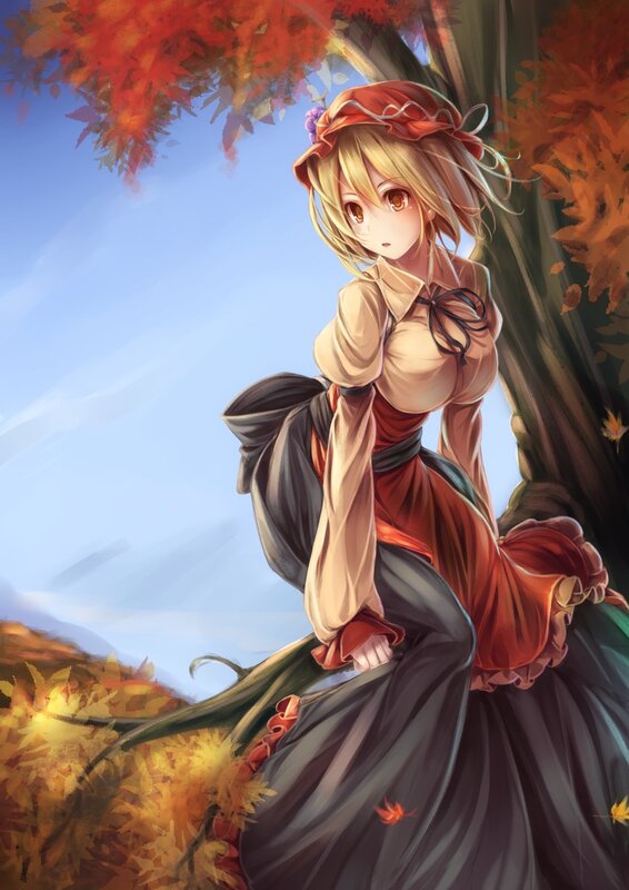 Anime girl in autumn