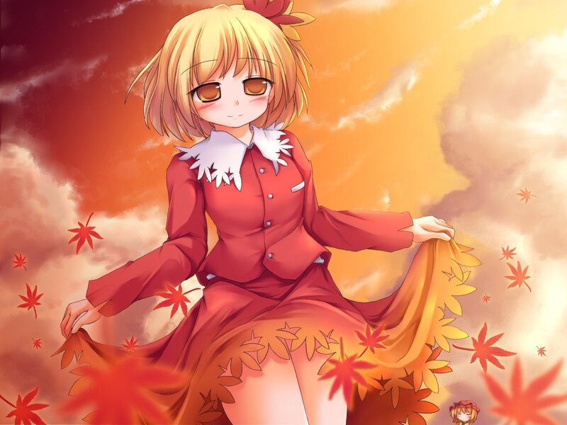 Anime girl in autumn