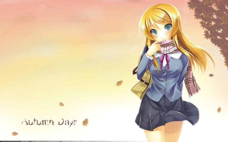 Anime girl in autumn
