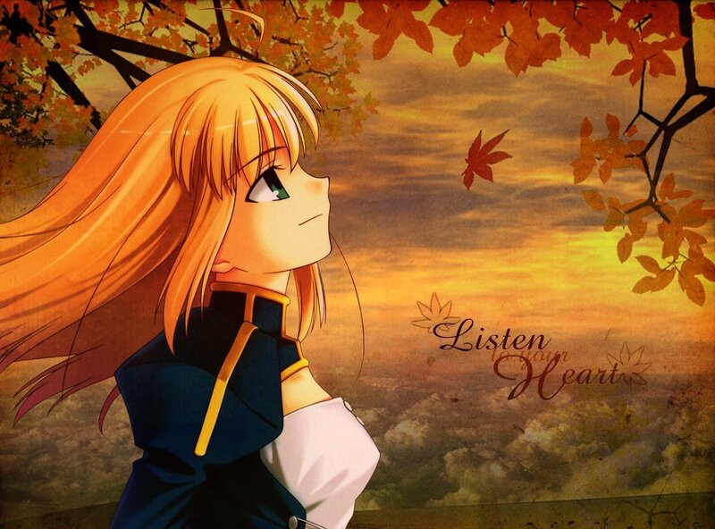Anime girl in autumn