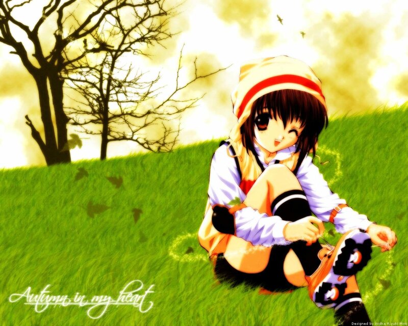 Anime girl in autumn
