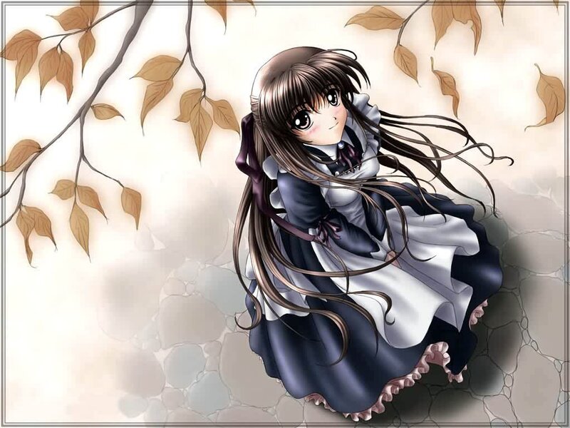 anime girl in autumn