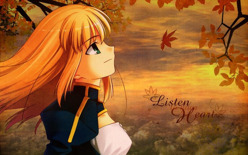 anime girl in autumn