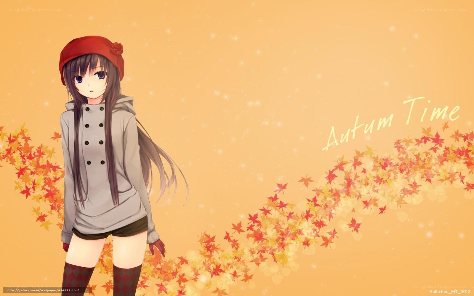 Anime girl in autumn