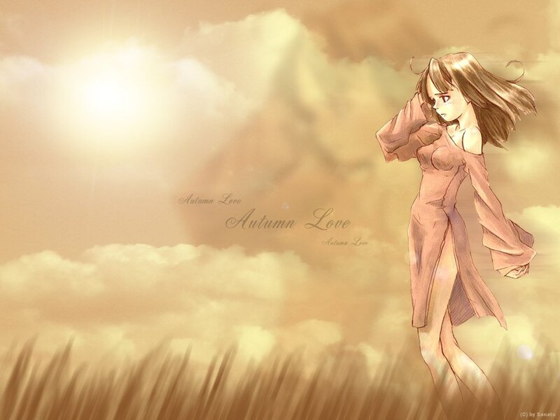 Anime girl in autumn field