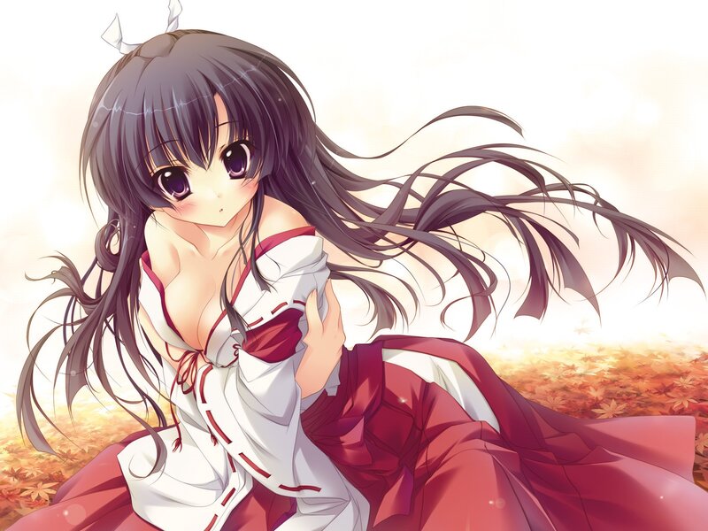 Anime girl in autumn field