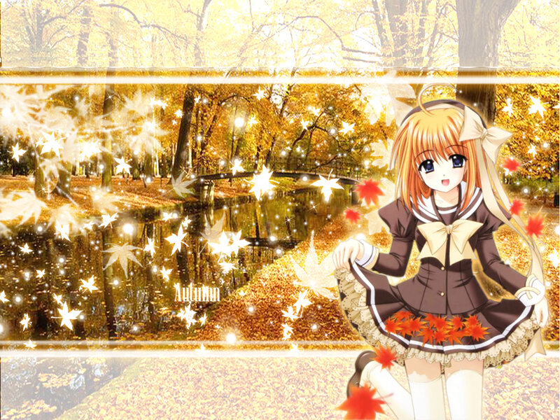 Anime Girl in Autumn — Gold