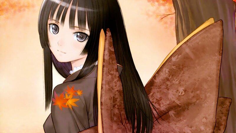 anime girl in autumn kimono