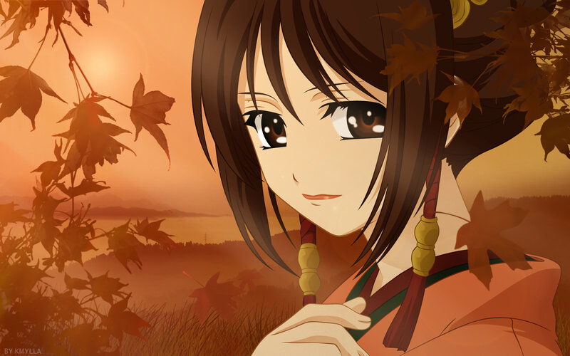 Anime Girl in Autumn — Orange