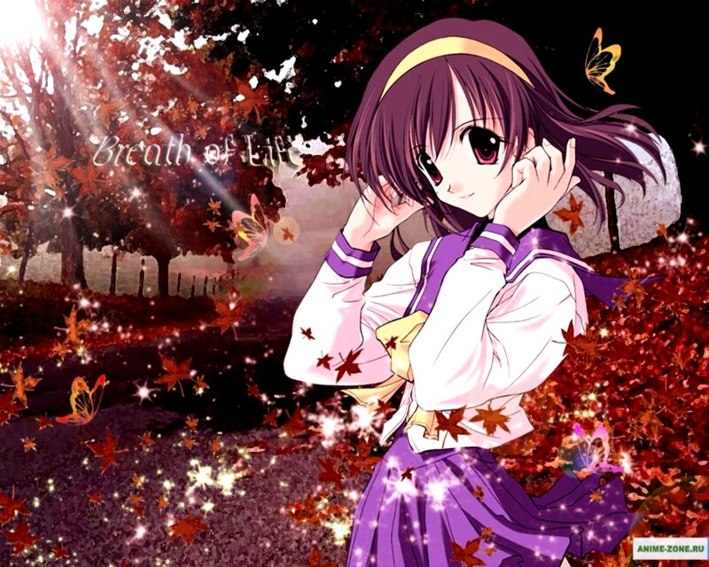 Anime Girl in Autumn — Purple