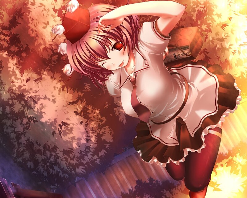 Anime Girl in Autumn — Red, Dramatic