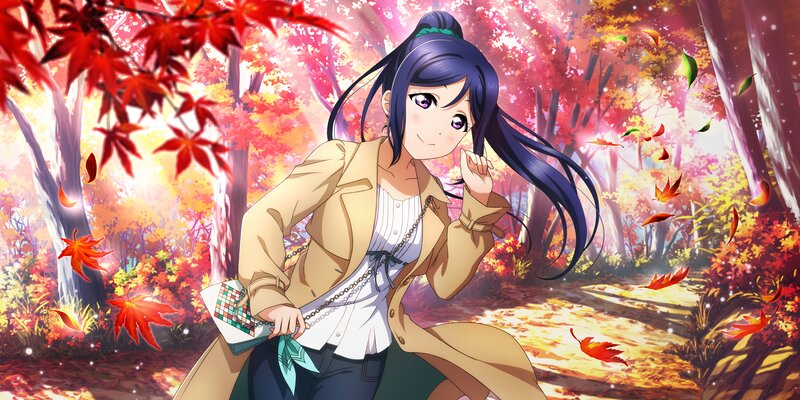 Anime Girl in Autumn — Red, Serene, Fallen Leaves
