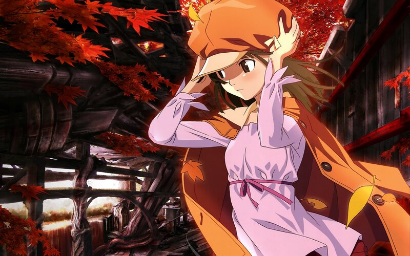 anime girl in autumn setting