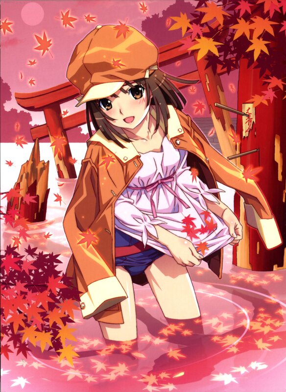 Anime girl in autumn setting