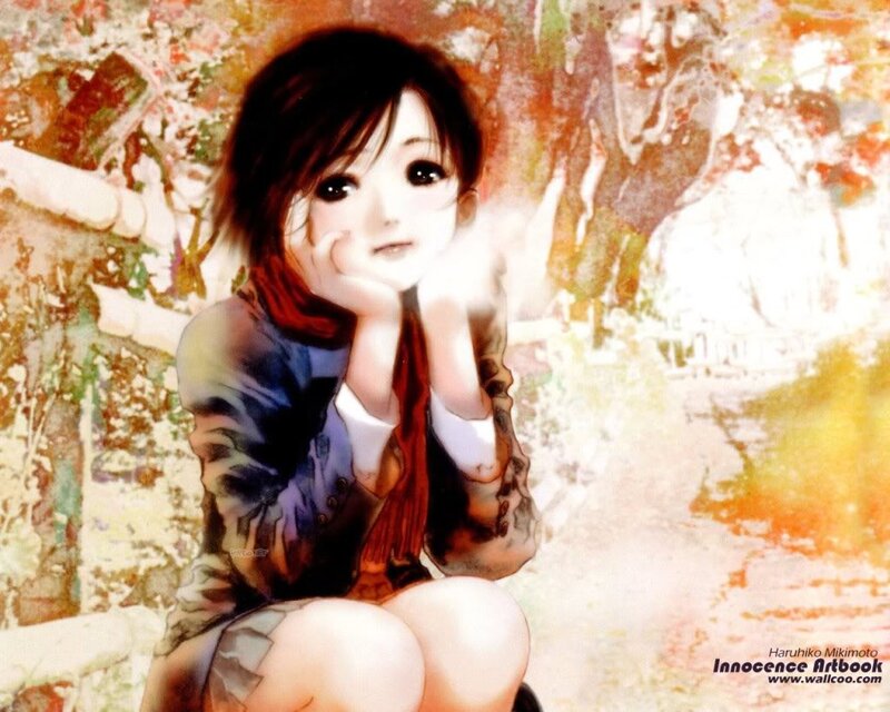 Anime girl in autumn setting