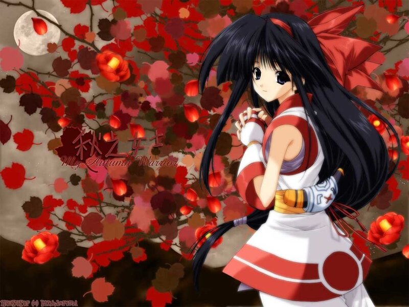 Anime girl in autumn setting