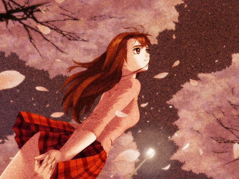 Anime girl in autumn wind