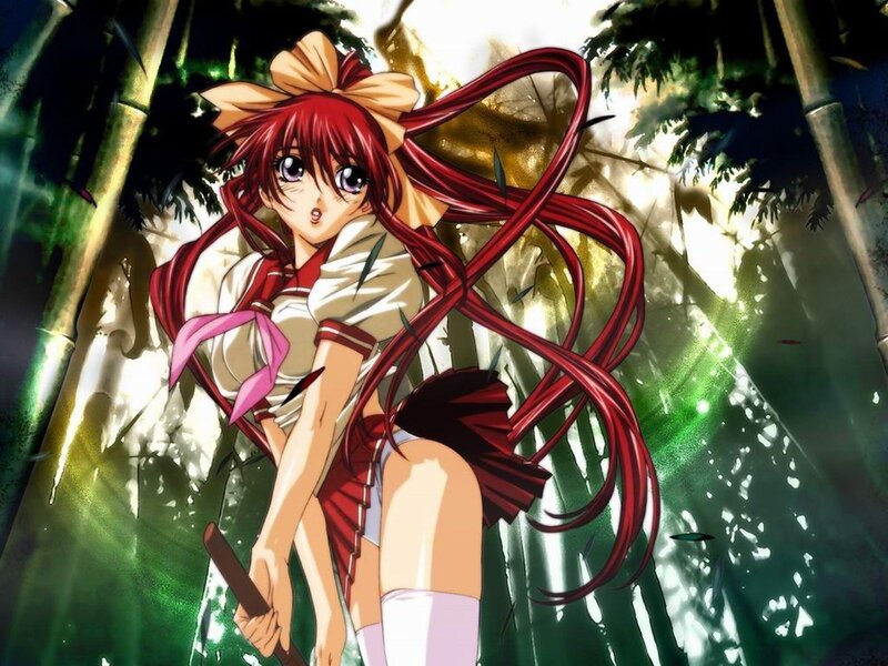 Anime girl in bamboo forest