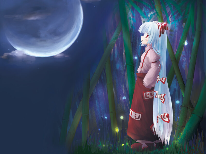 Anime girl in bamboo forest