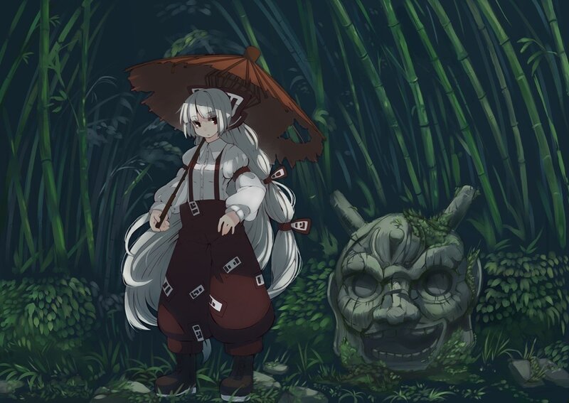 anime girl in bamboo forest