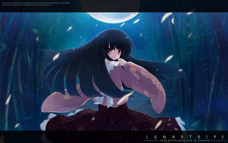 Anime Girl in Bamboo Forest — Blue, Serene