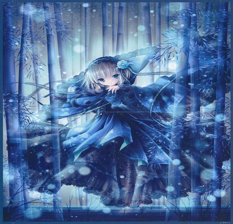 Anime Girl in Bamboo Forest — Blue