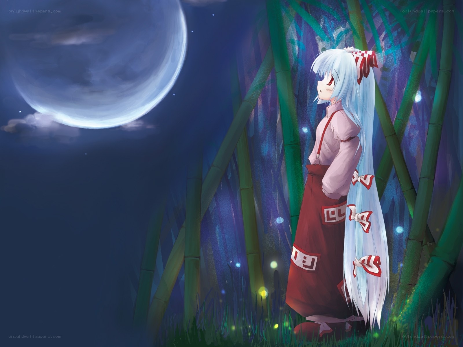 Anime girl in bamboo forest