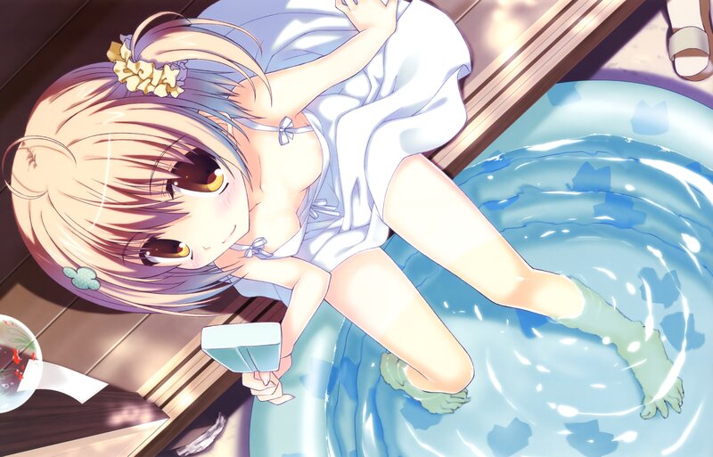 anime girl in bath