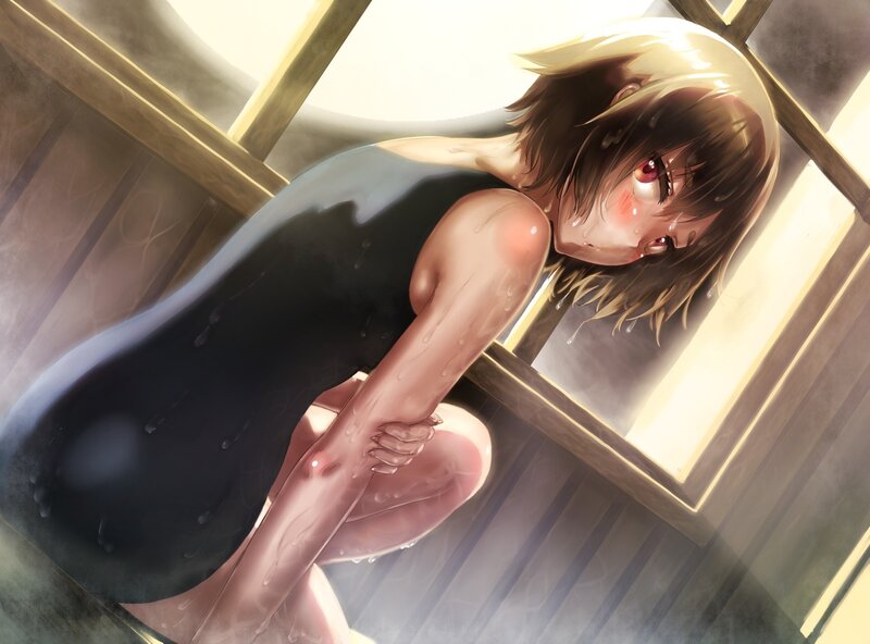 Anime Girl in Bath — Black