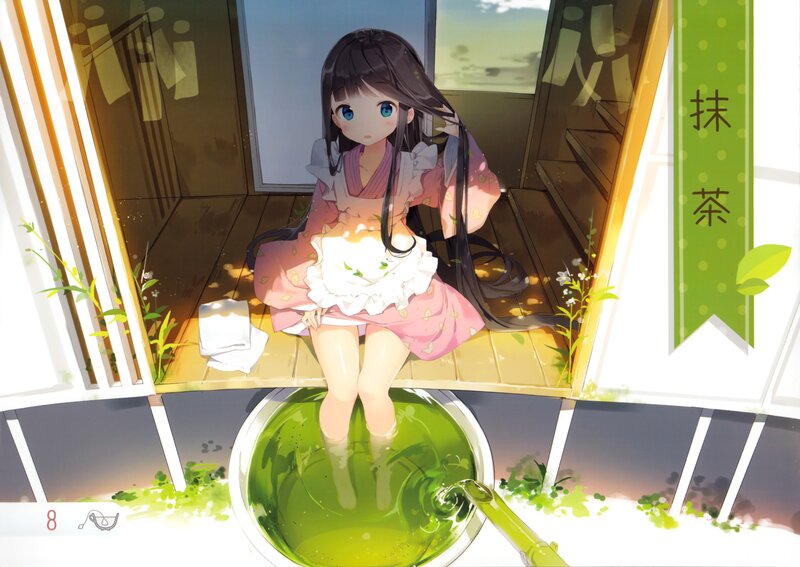Anime Girl in Bath — Green