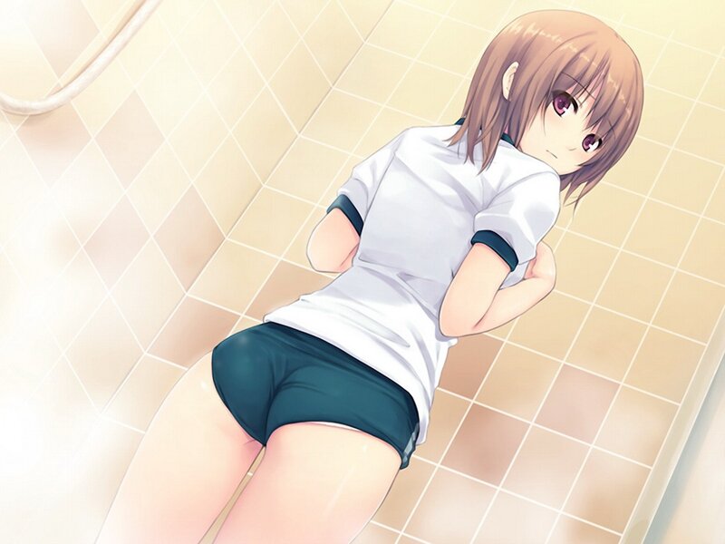 anime girl in bathroom