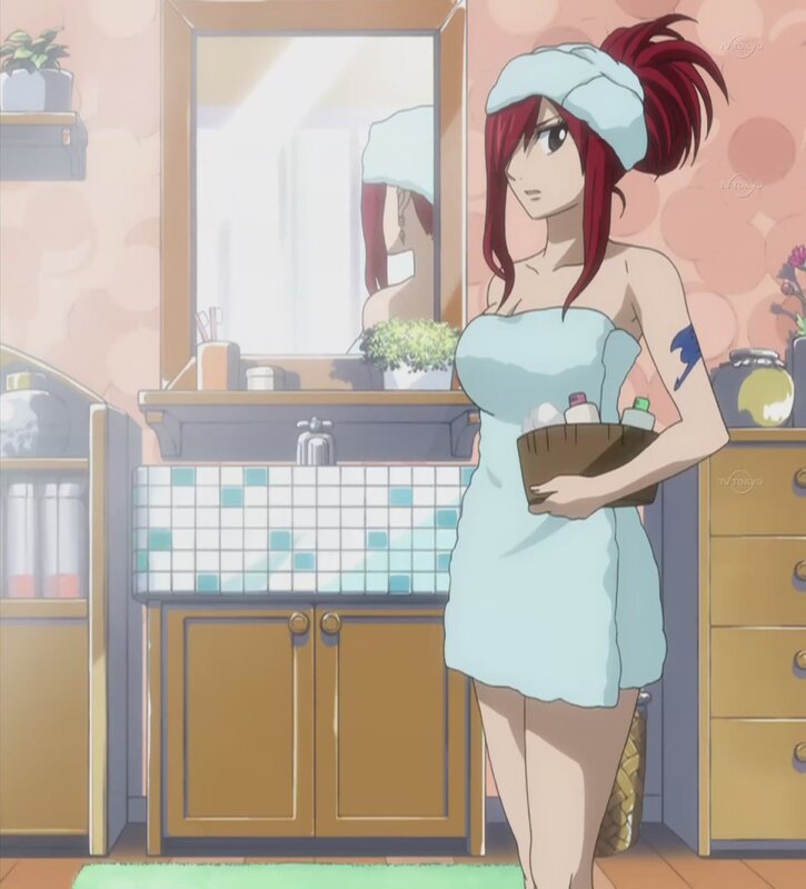 anime girl in bathroom