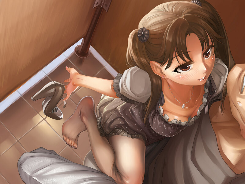 anime girl in bathroom