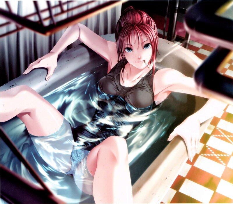 anime girl in bathtub