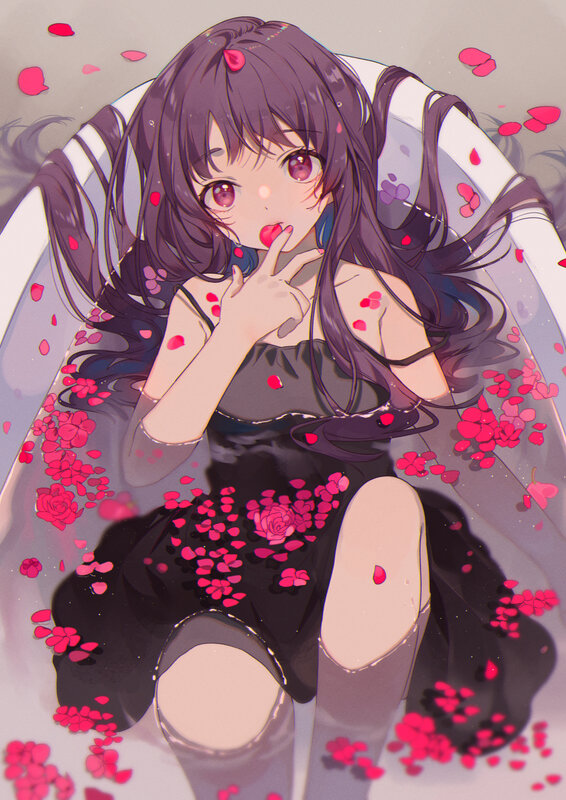 Anime Girl in Bathtub — Black