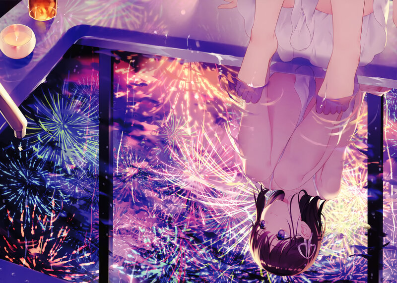 Anime Girl in Bathtub — Purple, Dreamy, Night