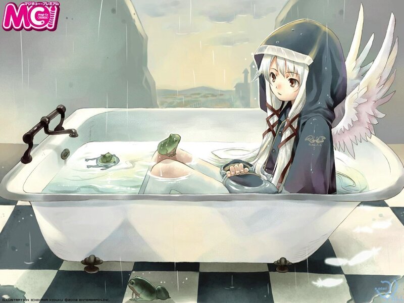 Anime Girl in Bathtub — White